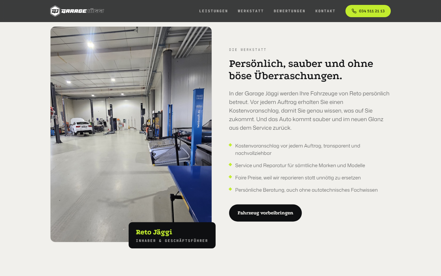 Garage Jäggi – Werkstatt mit Reto Jäggi, persönlich und sauber
