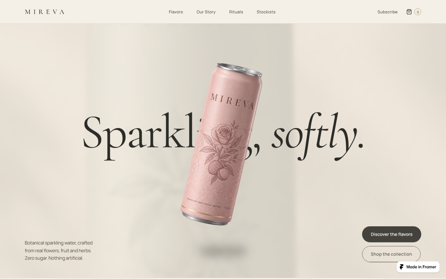 Mireva Drinks Framer-Template Screenshot