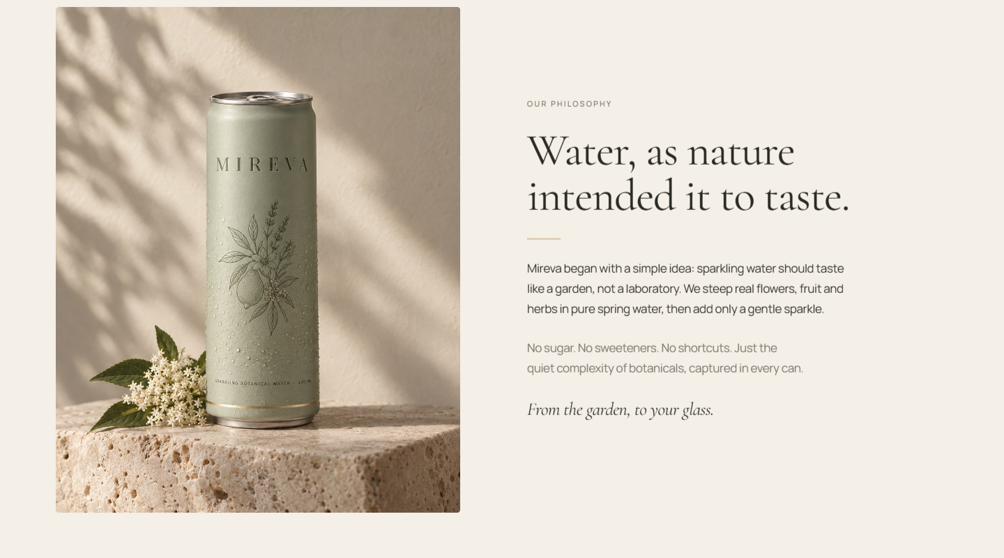 Mireva Drinks – Philosophie-Sektion