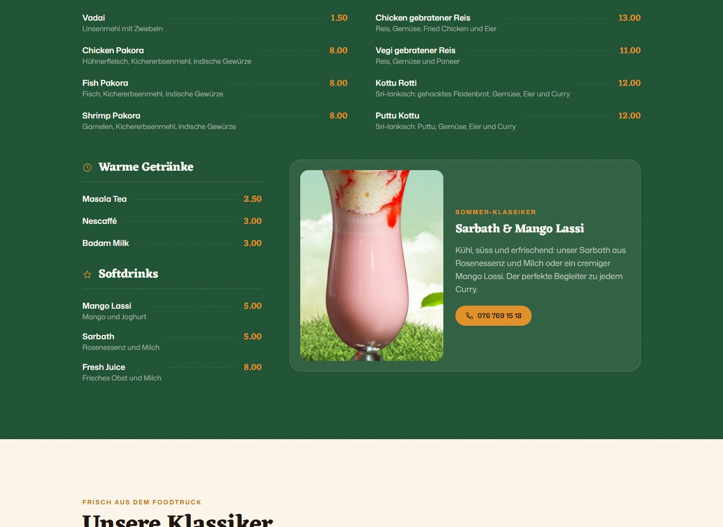 Yash Food – digitale Speisekarte mit Preisen